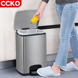 CCKO CK9934 5L/8L/12L/20L/30L Pedal Langkah Kaki Dapur Stainless Steel Tempat Sampah Sampah Tempat Sampah Tempat Sampah