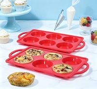 Moules à œufs en silicone de 3 pouces, antiadhésifs, résistants à la chaleur, résistants à la rouille, adaptés au four, compatibles lave-vaisselle, lot de 2, rouge, moule à œufs pour le petit-déjeuner