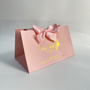 Bolsas de Compra de Papel Rosa Premium - Empaque de Marca con Impresión en Dorado para Venta al por Menor y Regalos - Product Image 3