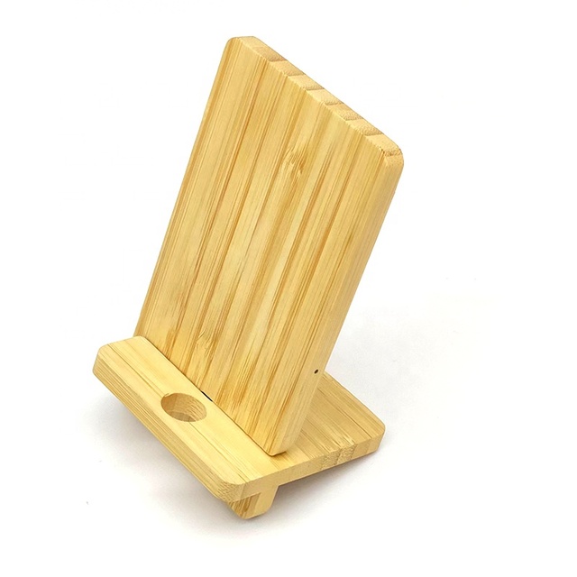 OEM logo ECO Natural Wood Foldable Mobile Phone Holder Bamboo Desktop Phone Tablet Stand