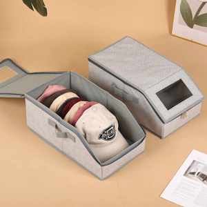 Hot Sale Clothing Hat Storage <b>Box</b> Multifunctional Large Capacity Foldable Baseball Cap Lid Dust-proof Zipper <b>Box</b> Non Woven - Product Image 5