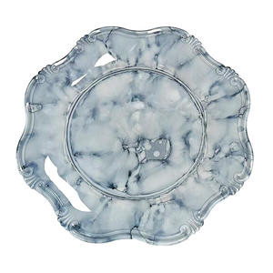 Assiette ronde jetable en plastique de 13 pouces, bord festonné en marbre blanc, grande assiette de fête pour les baby showers, les mariages, les anniversaires - Product Image 1