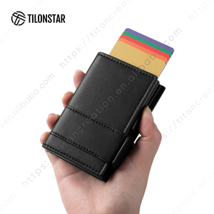 TILONSTAR TVC332 Porte-cartes d'affaires portable en cuir de grande capacité personnalisé Porte-cartes de crédit bancaire Portefeuille pour hommes - Product Image 2