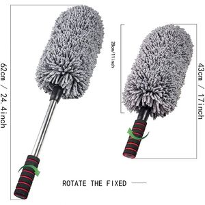Brosse dépoussiérante pour voiture à long manche, haute efficacité, en ABS, logo personnalisé - forte capacité de nettoyage, microfibre multi-usages - Product Image 1