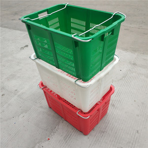 Caisses à légumes en plastique 660x450x360mm empilables avec poignées en fer pour le transport en chaîne du froid, matériau HDPE - Product Image 3