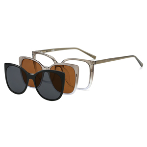 Lunettes de soleil polarisées haut de gamme en TR90 avec verres dégradés, montures optiques UV400 à double lentille, lunettes de soleil à clipser tendance - Product Image 5