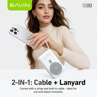 BAVIN PC1088 10000mah 22.5W Banque d'alimentation à charge rapide sans fil avec support pliable et câble de type C