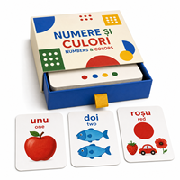 Cartes éducatives personnalisées écologiques et durables en limba râmanească avec chiffres et couleurs, papier couché 350 g/m², pelliculage mat