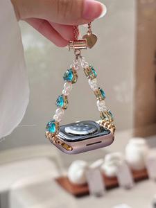 Bracelet de montre en métal Zircon d'amour de mode pour <span class=keywords><strong>Apple</strong></span> <span class=keywords><strong>Watch</strong></span> 42/44/45/46/49 bracelet de bijoux de filles de luxe pour IWatch 5678910 - Product Image 6