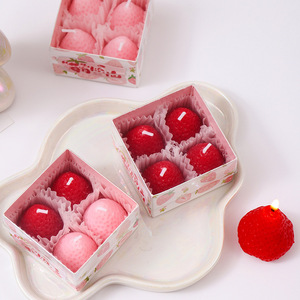 Bougie parfumée pour gâteau d'anniversaire, bougie décorative parfumée à la fraise, bougies aromathérapeutiques à la fraise - Product Image 3