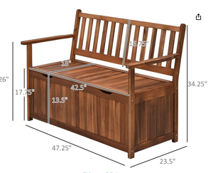 Panca Contenitore <span class=keywords><strong>da</strong></span> <span class=keywords><strong>Esterno</strong></span> in Legno di Teak Acacia - Contenitore con Seduta per Patio, Giardino, Balcone, Cortile, Deposito Attrezzi <span class=keywords><strong>da</strong></span> Giardino - Product Image 6