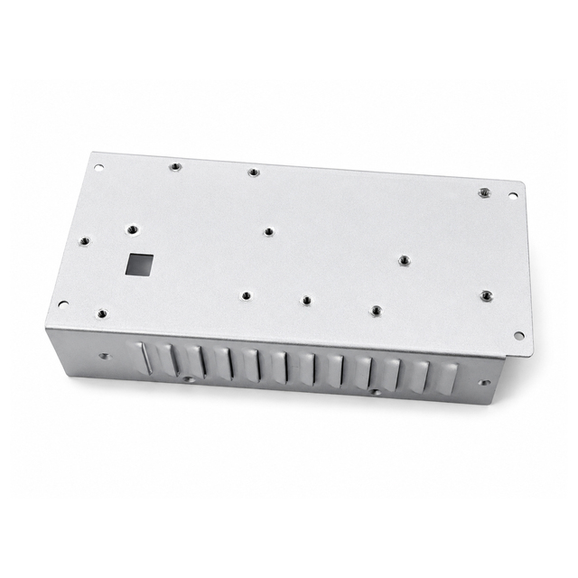 OEM Stamped Iron Vented Enclosure with Top Panel Cutouts, Mounting Flanges and Pressed Ventilation Vents for Power Supply Units