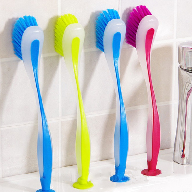 Щетка для посуды со встроенным скребком и длинной ручкой, щетка для очистки кастрюль, горшков, кухонной раковины