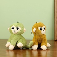 Jouet en peluche singe doré réaliste et mignon, style animal, avec grands yeux, en coton PP, pendentif porte-clés en sac filet
