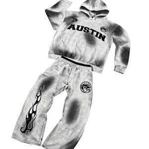 Conjunto de Sudadera con Capucha Dont Stay Frvr para Hombre, Estampado Verde, Estilo Urbano, Algodón French Terry, Ropa de Otoño - Product Image 2