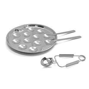 Ensemble de plaques d'escargot d'escargot en acier inoxydable portable <span class=keywords><strong>12</strong></span> <span class=keywords><strong>trous</strong></span> avec pince d'escargot et fourchette d'escargot pour la cuisine - Product Image 1