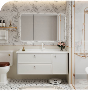 Armoire de salle de bain française combinaison chêne laque céramique bassin monobloc salle de bain lavabo lavabo évier armoire - Product Image 2