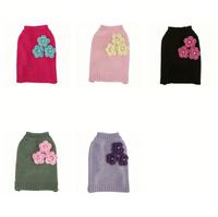 Pull chaud d'hiver pour chien, col roulé, tricoté, crocheté, fleur, perle, sweat à capuche pour chien fait main au crochet