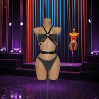 S665 licou élégant body tenue de boîte de nuit plage scintillant étincelle strass cristal embelli exotique cristal maillot de bain