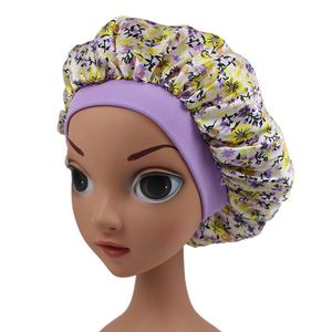 Bonnet en Soie Imprimée pour Filles, Bonnet de Nuit en Satin pour Bébé, Bandeaux pour Cheveux, Bonnets de Sommeil pour Enfants avec Bande Élastique Large, Cadeau Promotionnel - Product Image 3