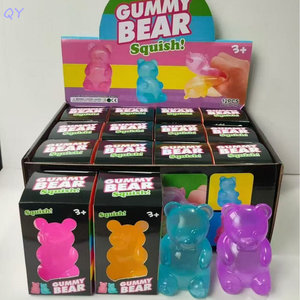 Jouet anti-stress transparent QY en forme d'ours, plusieurs couleurs, idéal pour la présentation en boîte, choix de cadeau parfait - Product Image 1