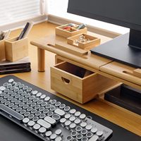 Support pour ordinateur portable en bambou, rehausseur d'écran d'ordinateur, support double écran avec tiroir pour bureau, mobilier de maison