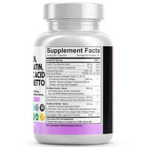 Píldoras de colágeno de etiqueta privada 1000mg biotina 10000mcg queratina Saw Palmetto ácido hialurónico DHT bloqueador con vitamina E ácido fólico - Product Image 2