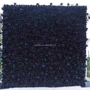 3D 가짜 검은 꽃 벽 웨딩 장식 배경 장미 패널