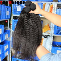 Petite vente en gros de cheveux humains bruts cambodgiens 100% vierges, non traités, Kinky Straight Yaki, Super Double Drawn, à double trame machine