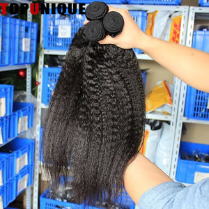 Cabello Humano Virgen 100% Sin Procesar, Súper Doble Trama, Doble Tejido a Máquina, Liso Rizado Yaki, Camboyano Crudo, Venta al por Mayor Pequeña - Product Image 3