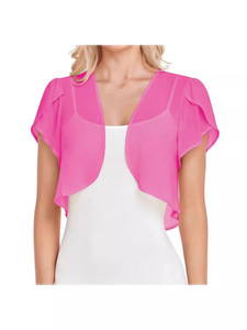 Un boléro court et mignon pour femme, en mousseline de soie, uni, à manches croisées, fin, pour les fêtes et le quotidien - Product Image 4