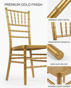 Chaises Napoléon en métal modernes, chaises de banquet d'hôtel Chivari avec coussin - Product Image 5