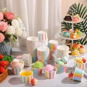 Gobelet à crème glacée rond de 3 oz à 12 oz, gobelet en papier jetable avec logo personnalisé, couvercle en dôme, récipient à dessert écologique - Product Image 2