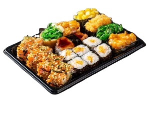 Vente en gros HYX-1103 Plateaux en plastique PET de haute qualité <span class=keywords><strong>Sushi</strong></span> & Hamburger Emballage Boîtes jetables avec logo personnalisé - Product Image 4