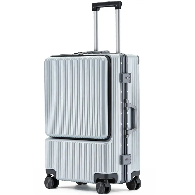 Valise à roulettes universelle avec cadre en aluminium, valise rigide de grande capacité avec fermeture éclair et mot de passe