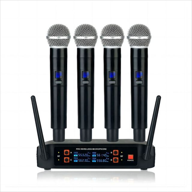 HX4 VHF Wireless Microphone System 4 Channel, Handheld Dynamic Mic for Karaoke Singing, Speech, Performance, Party and Events