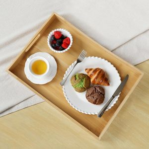 Bandeja de Almacenamiento de Madera con Asas para Organización del Escritorio del Hogar, Caja Organizadora de Madera con Asas, Bandeja para Servir en la Mesa de Centro - Product Image 2