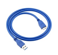 Câble d'extension USB 3.0 OEM en gros, gaine en cuivre étamé bleu, 0,3m-5m, USB Mâle Micro B pour disque dur, caméra, microphone, voiture