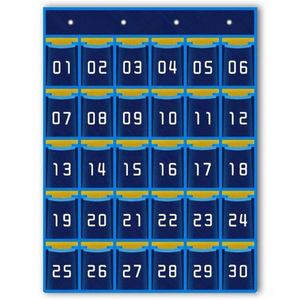 Numbered Classroom Pocket Chart for Cell Phones and Calculator Holder Hanging Wall Door Organizer - Product Image 1
