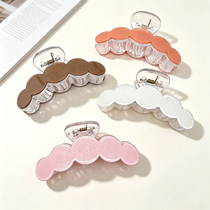 Pinces à cheveux ondulées scintillantes de 10 cm en plastique PS, patch acrylique antidérapant, maintien solide, accessoires de mode pour cheveux - Product Image 4