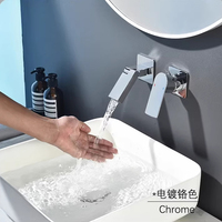 Grifo de lavabo de Caño plegable negro mate, grifo mezclador de agua fría y caliente para baño montado en la pared, grifos de grúa de lavado de instalación oculta