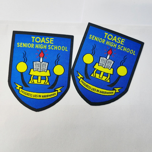 Fourniture de cadeau promotionnel fer sur les patchs de vêtements sweat à capuche brodé personnalisé badges tissés en <span class=keywords><strong>3D</strong></span> étiquette pour les vêtements d'uniforme scolaire - Product Image 4