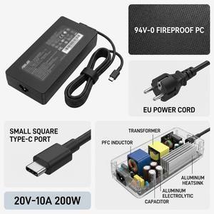 Cargador de Laptop USB Tipo-C <span class=keywords><strong>A20</strong></span>-200P1A de 200W 20V 10A, Adaptador de CA para ASUS ROG Zephyrus G14 G15 M16 Duo 15 - Product Image 3