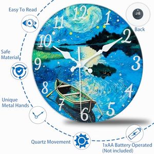 Reloj de Pared Analógico Silencioso de Vidrio Templado de Cuarzo Premium con Números Grandes, Diseño Minimalista para Dormitorio, Sala de Estar, CE RoHs - Product Image 4