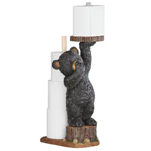 Personalizzato resina in piedi orso nero rotolo di carta titolare del commercio all'ingrosso supporto di carta igienica
