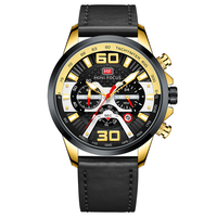 MINI FOCUS 0336G Jam Tangan Kulit Pria Kronograf Olahraga Jam Tangan Populer Pria Relogio Masculino