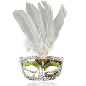 Máscara de <span class=keywords><strong>Plumas</strong></span> Pafu para Disfraces, Máscara Veneciana para Fiesta de Halloween, Carnaval, Disfraz para Mujer, Suministros para Fiestas y Bailes - Product Image 4