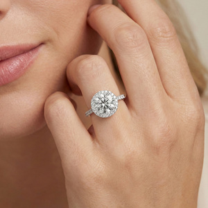 Women's Wedding Type for <b>Solitaire</b> Halo Round Engagement Diamond Halo <b>Ring</b> 925 Sterling <b>Silver</b> Wedding Party Anniversary Gift - Product Image 6