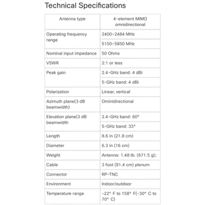 AIR-ANT2544V4M-R <strong>2</strong>.4GHz 4dBi/5GHz 4dBi Multi Mount Omni Ant., 4-port,RP-T-AIR-ANT2544V4M-R - Product Image 5