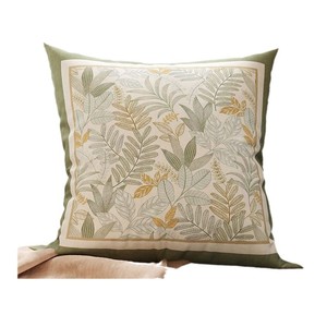 Coussin carré décoratif style naturel avec motif végétal, housse amovible pour salon, chambre, voiture, décoration intérieure - Product Image 1